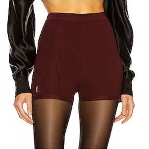 NWOT Saint Laurent YSL Cassandra Logo Biker Short in Burgundy